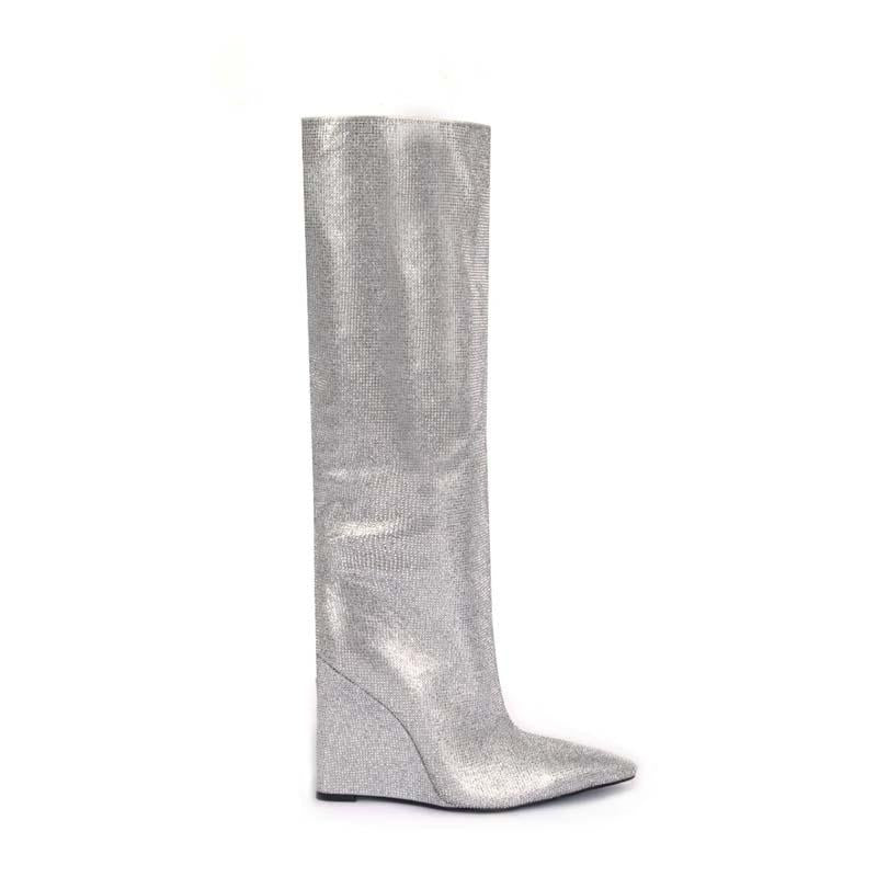 Fashion Rhinestone Sparkle High Stakes Boots