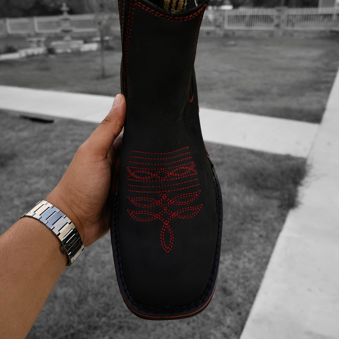 Embroidered Sole Boots